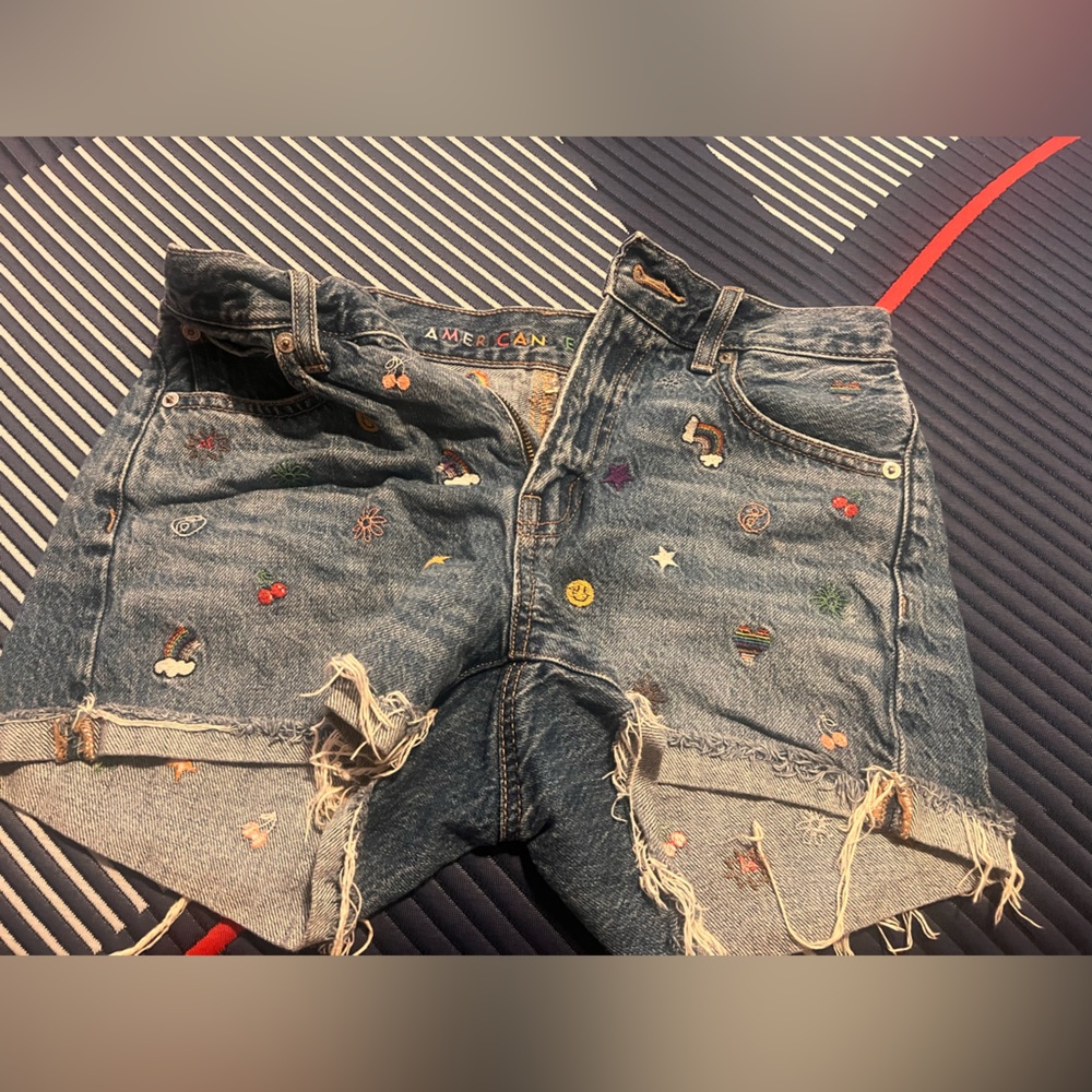American Eagle Outfitters Embroidered Jean Shorts